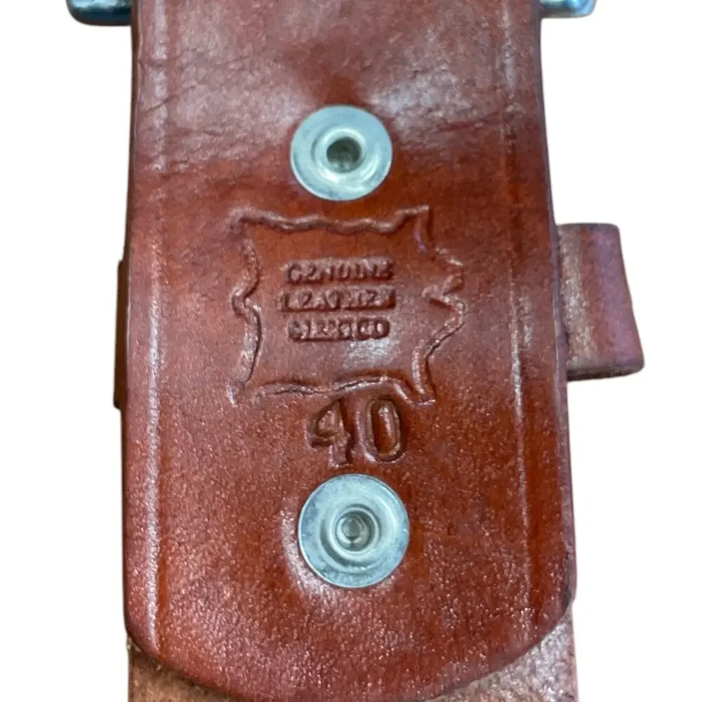 Red Brown Leather Mens 40 Western Belt Tan Dark Brown Stitching Southwest Cowboy